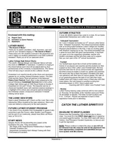 Newsletter  November 2010 – Luther College Quality Education in a Christian Context