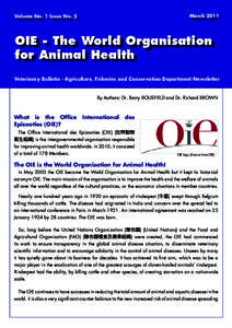 March[removed]Volume No. 1 Issue No. 5 OIE - The World Organisation for Animal Health