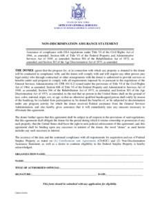 STATE OF NEW YORK  OFFICE OF GENERAL SERVICES BUREAU OF FEDERAL PROPERTY ASSISTANCE  NON-DISCRIMINATION ASSURANCE STATEMENT