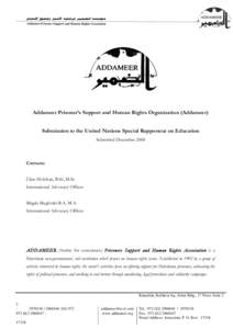 Microsoft Word - Addameer_submission_to_Special_Rapporteur_on_Education[1].doc