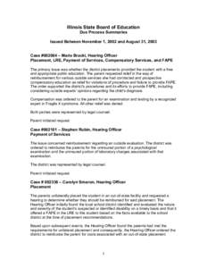 Due Process Summaries - Issued between November 1, 2002 and August 31, 2003