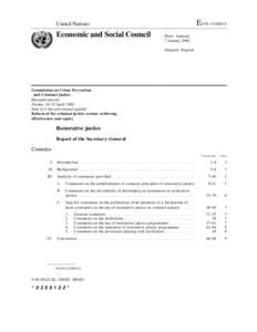 Commission on Crime Prevention and Criminal Justice, Eleventh session, Restorative justice, Report of the Secretary-General, E/CN[removed], English