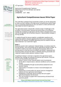 15th AprilAgricultural Competitiveness White Paper Submission - IP388 Little River Landcare Group Inc Submitted 17 April 2014