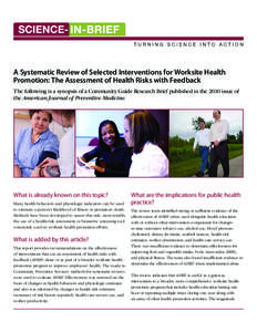 Science in Brief: A Systematic Review of Selected Interventions for Website Health Promotion: The Assessment of Health Risks With Feedback