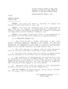 IN THE CIRCUIT COURT OF THE 16TH JUDICIAL CIRCUIT OF THE STATE OF FLORIDA IN AND FOR MONROE COUNTY IN RE:  ADMINISTRATIVE ORDER 2.028