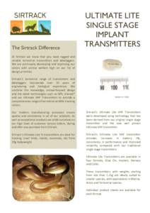 The Sirtrack Difference  ULTIMATE LITE SINGLE STAGE IMPLANT TRANSMITTERS