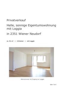 Privatverkauf Helle, sonnige Eigentumswohnung mit Loggia in 2351 Wiener Neudorf ca. 91 m²