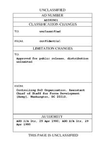 UNCLASSIFIED AD NUMBER AD390901 CLASSIFICATION CHANGES TO: