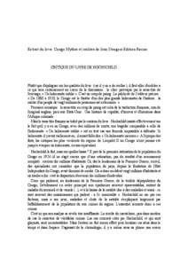 Extrait du livre Congo Mythes et réalités de Jean Stengers Edition Racine  CRITIQUE DU LIVRE DE HOCHSCHILD