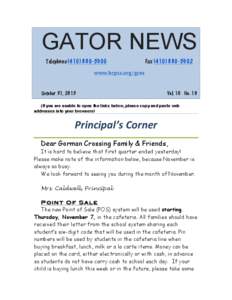 GATOR NEWS Telephone[removed]Fax[removed]www.hcpss.org/gces