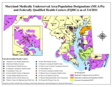 Maryland Medically Underserved Area/Population Designations (MUA/Ps) and Federally Qualified Health Centers (FQHCs) as of[removed]