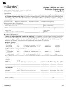 Reset  Employer Paid Life and AD&D Beneficiary Designation and Change Form