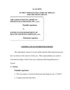 NoIN THE UNITED STATES COURT OF APPEALS FOR THE FIFTH CIRCUIT _________________________________________ ) THE ASSOCIATION OF AMERICAN