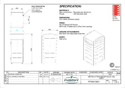 SPECIFICATION:  BOLT DOWN DETAIL 4 OFF n15 THRU WITH n25x18 COUNTERBORE