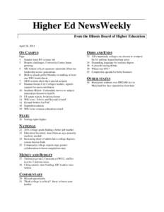 Higher Ed NewsWeekly from the Illinois Board of Higher Education April 28, 2011 ON CAMPUS