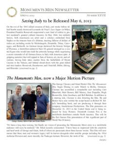 MONUMENTS MEN NEWSLETTER SPRING 2013! !  !