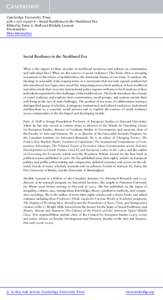 Peter B. Evans / Resilience / Canadian Institute for Advanced Research / Biology / Knowledge / Environment / Michèle Lamont / Neoliberalism / Psychological resilience