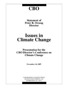 Statement of Peter R. Orszag for the CBO Director’s Conference on Climate Change