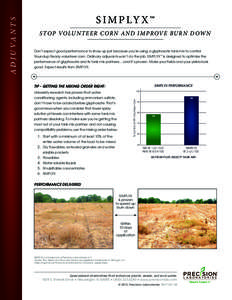 A d j u va n t s  S I M P LY X ™ St op Volu n t e e r C or n a n d I m pr ov e Bu r n D ow n Don’t expect good performance to show up just because you’re using a glyphosate tank mix to control Roundup Ready volunte