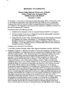 Response to Comments: Eastern Idaho Regional Wastewater Authority, Oxbow Wastewater Treatment Plant NPDES Permit ID0020133