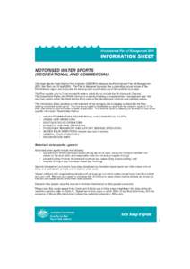 Hinchinbrook Plan of Management[removed]INFORMATION SHEET MOTORISED WATER SPORTS (RECREATIONAL AND COMMERCIAL) The Great Barrier Reef Marine Park Authority (GBRMPA) released the Hinchinbrook Plan of Management