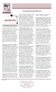 From Cheap Tricks, March 2001 Issue  ARCHITIPS E-mail Potpourri of Pet Peeves As the e-mail administrators for the DBUG forum, we see a ton of e-mail. And