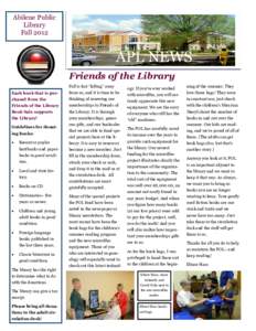 Abilene Public Library Fall 2012 APL NEWS Volume 1, Issue 1