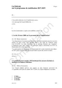 Loi fédérale sur le programme de stabilisationProjet  du …