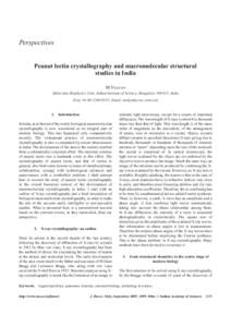 Peanut lectin crystallography and macromolecular structural studies in India[removed]Perspectives