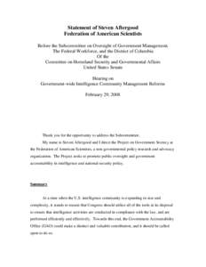 Congressional oversight / Data collection / Central Intelligence Agency / Government / National Reconnaissance Office / Director of National Intelligence / Director of Central Intelligence / United States Intelligence Community Oversight / Intelligence cycle management / National security / United States Intelligence Community / Government Accountability Office