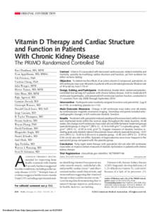 ORIGINAL CONTRIBUTION  Vitamin D Therapy and Cardiac Structure and Function in Patients With Chronic Kidney Disease The PRIMO Randomized Controlled Trial