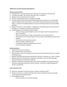 MBOB State Committee Membership Guidelines Regional representatives: ● Rotating terms so both (all) members from region are not cycling off at the same time ● 3 members per region, one of whom will serve as the “co