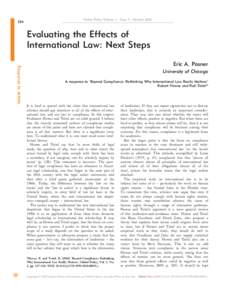 334  Global Policy Volume 1 . Issue 3 . October 2010 Evaluating the Effects of International Law: Next Steps