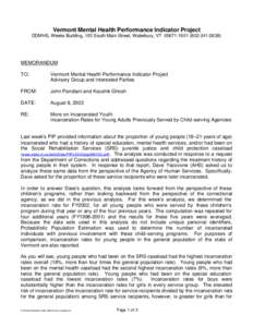 Vermont Mental Health Performance Indicator Project DDMHS, Weeks Building, 103 South Main Street, Waterbury, VT[removed][removed]MEMORANDUM TO: