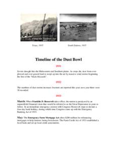 Texas, 1935  South Dakota, 1935 Timeline of the Dust Bowl 1931