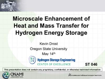 Microscale Enhancement of Heat and Mass Transfer for Hydrogen Energy Storage