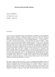Internal, formal and thin relations  François CLEMENTZ Aix-Marseille Université CEPERC – UMR 7304