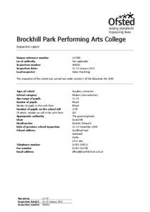 Microsoft Word - Brockhill Park Performing Arts College Inspection Report Final.doc