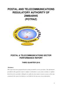 POSTAL AND TELECOMMUNICATIONS REGULATORY AUTHORITY OF ZIMBABWE (POTRAZ)  POSTAL & TELECOMMUNICATIONS SECTOR