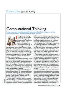 Science / Theoretical computer science / Open problems / Alan Turing / Philosophy of artificial intelligence / Computer science / Strong AI / Quantum computer / Turing test / Problem solving / Applied mathematics / Computational thinking