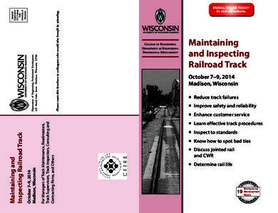 Department of Engineering Professional Development 432 North Lake Street  Madison, Wisconsin[removed]Please route this brochure to colleagues who would also benefit by attending.  Nonprofit