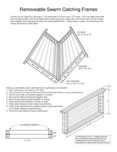 Removeable Swarm Catching Frames Frames can be made from old supers. Cut wood strips of 1X pine into 1-1/2
