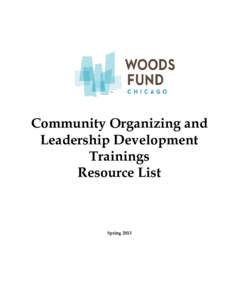 Community Organizing and Leadership Development Trainings Resource List  Spring 2013
