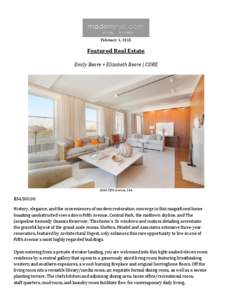 February 1, 2015  Featured Real Estate Emily Beare + Elizabeth Beare | COREFifth Avenue, 14A