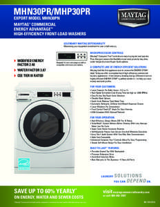 MHN30PR/MHP30PR EXPORT MODEL MHN30PN MAYTAG® COMMERCIAL ENERGY ADVANTAGE™ HIGH-EFFICIENCY FRONT-LOAD WASHERS