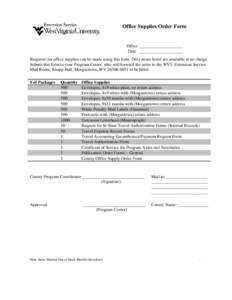 Office Supplies Order Form