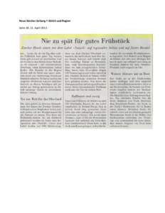 Neue Zürcher Zeitung  Zürich und Region Seite 18, 11. April 2013 