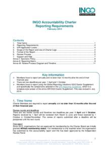 INGO Accountability Charter Reporting Requirements February 2015 Contents 1. Time frame........................................................................................................................ 1