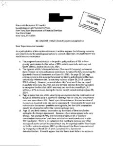 Honorable Benjamin M. Lawsky Superintendent of Financial Services New York State Department of Financial Services One State Street New York, NY10004 RE: SBLIUSA(