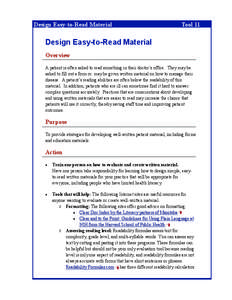 Design Easy-to-Read Material  Tool 11 Design Easy-to-Read Material Overview